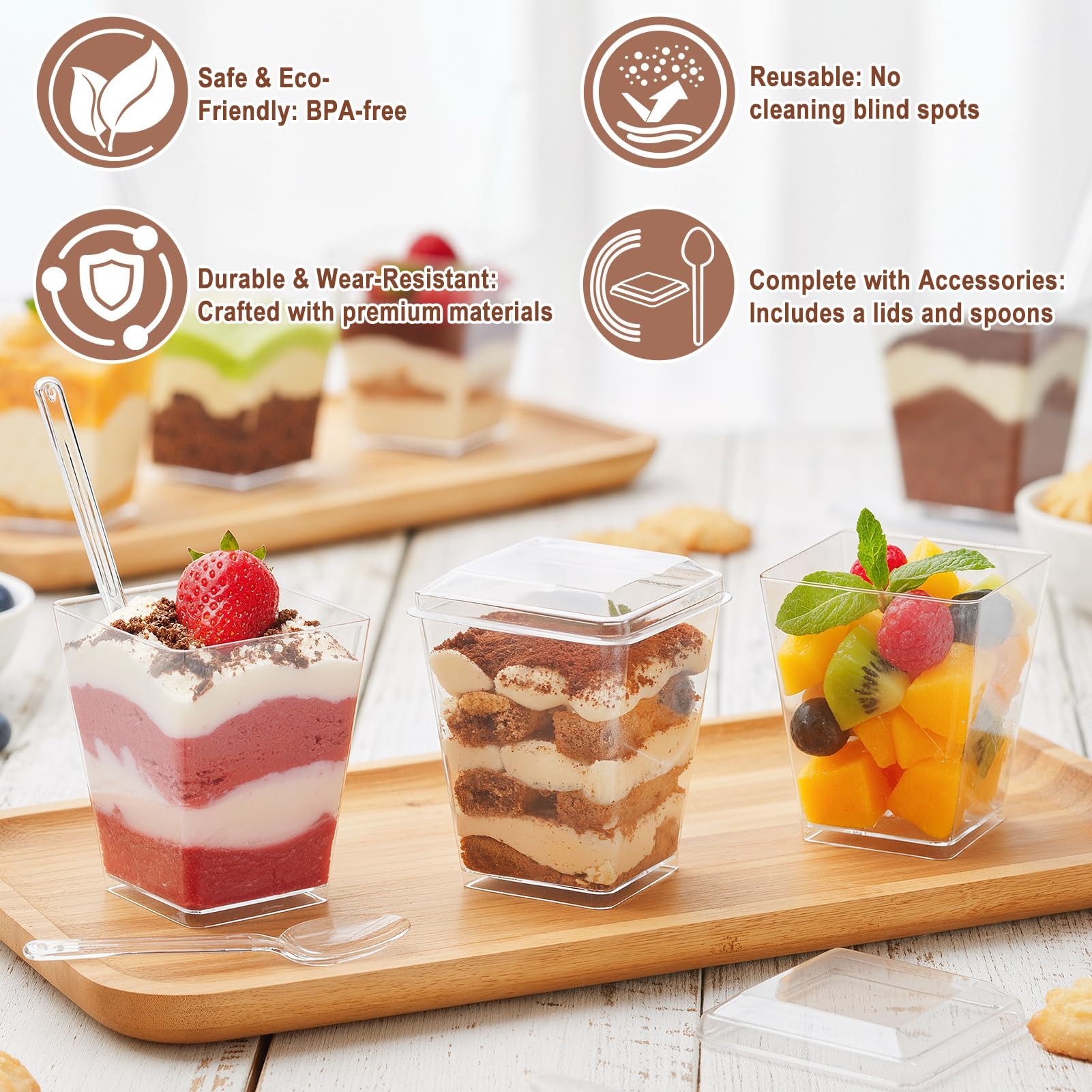 50Pcs 5 Oz Square Clear Plasti - Meal Prep Template 评论和价格