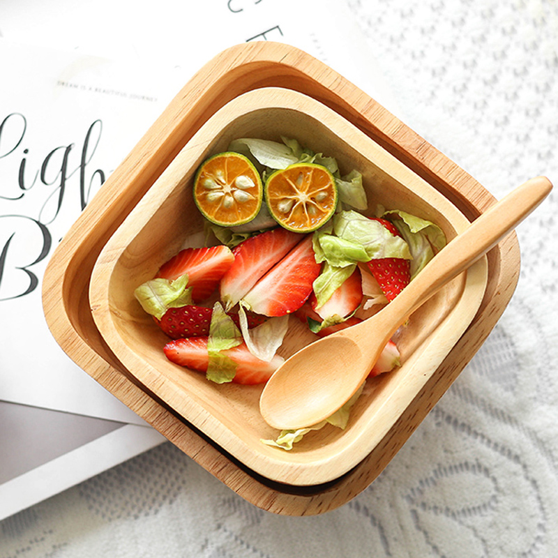 1Pc Square Wood Bowl 4 Size Fr - Meal Prep Bowl 评论和价格