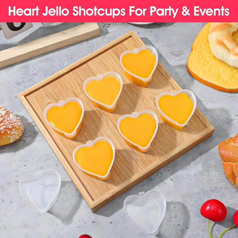 100 Sets 1.5 Oz Clear Heart Sh - Sauce Dipping Cup 评论和价格