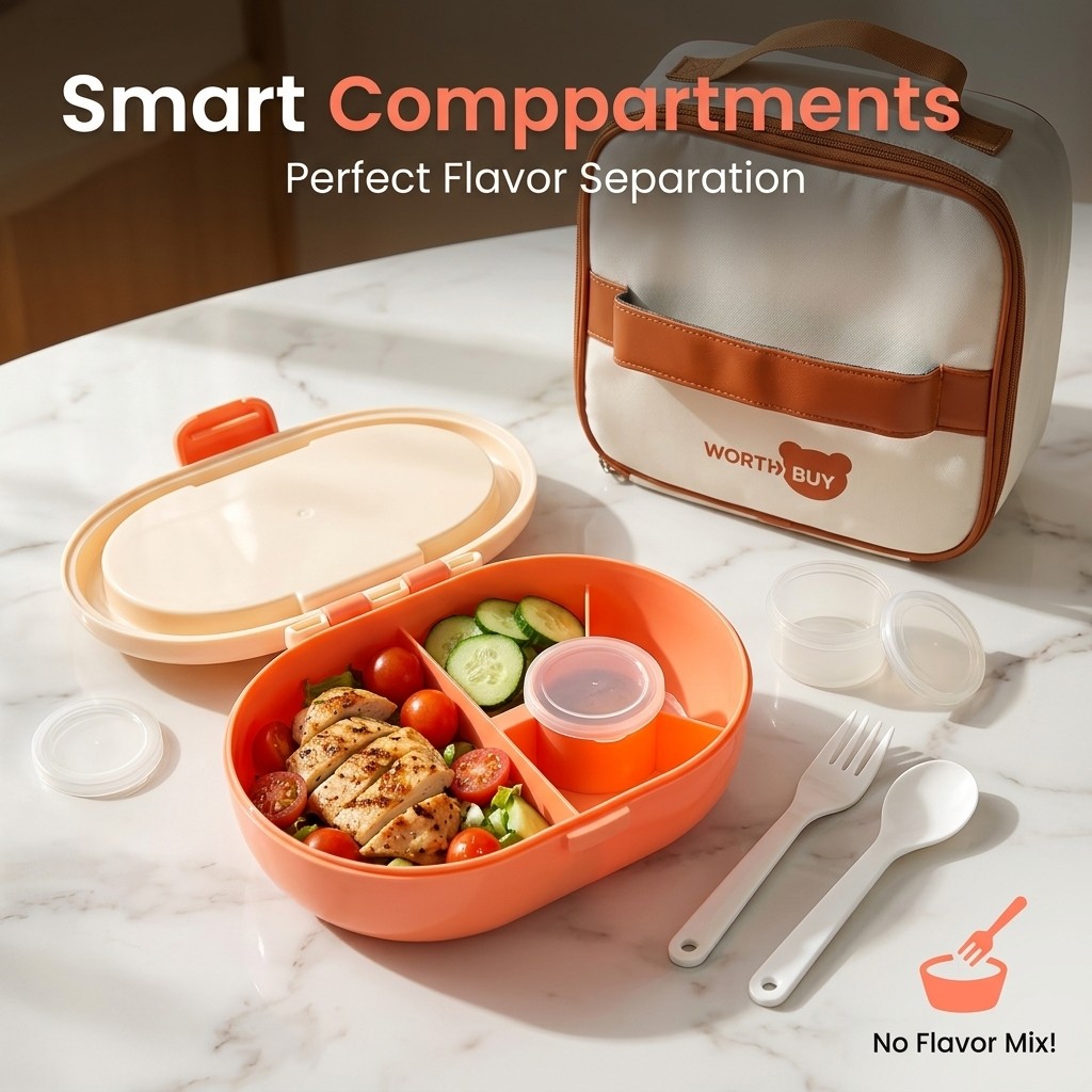 Plastic Bento Lunch Box with C - Meal Prep Or Prep Meal 评论和价格